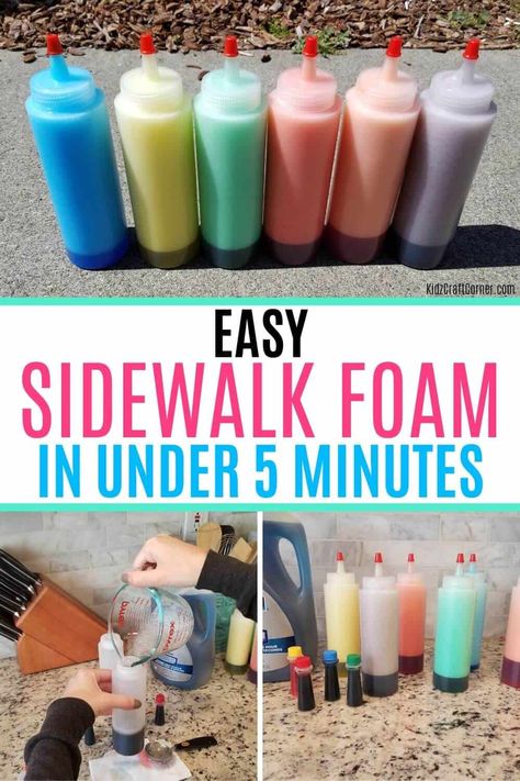 How To Make Colorful Puffy Sidewalk Paint In Under 5 Minutes Sidewalk Paint Recipe, Puffy Sidewalk Paint, Summer Crafts For Toddlers, Kids Craft Box, Sidewalk Paint, Fun Summer Crafts, Backyard Activities, Fun Projects For Kids, Bible Crafts For Kids