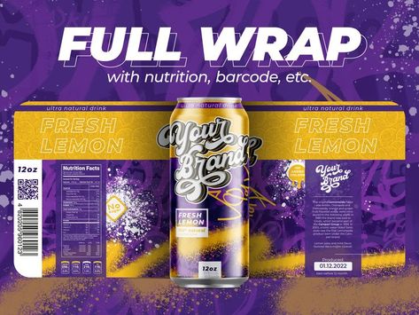 Full wrapping soda label design Can Label Design, Soda Labels, Sugared Grapes, Job Success, Sports Jersey Design, Natural Drinks, Monogram Prints, Quick Sketch, Success Rate