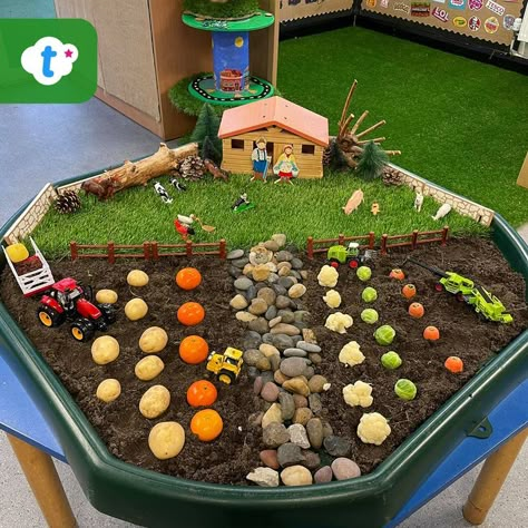 Harvest Tuff Tray Ideas. Soil Tuff Tray Ideas, Vegetable Tuff Tray Ideas, Fruit And Veg Tuff Tray, Fruit Tuff Tray Ideas, Healthy Eating Tuff Tray Ideas, Tuff Tray Farm Ideas, Growing Tuff Tray Ideas, Planting Tuff Tray, Gardening Tuff Tray Ideas