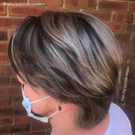 Hair Color For Men Highlights, Men Short Hair Highlights, Highlights On Mens Hair, Light Brown Hair With Highlights Men, Hair Color Ideas For Men Highlights, Boy Highlights Hair, Black Hair With Highlights Men, Silver Hair Highlights Men, Men Hair Highlights Ideas