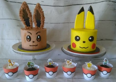 Evee Pokemon Cake, Birthday Cake Pokemon, Pokemon Cake Ideas, Pokémon Cakes, Evee Pokemon, Pokemon Cakes, Pikachu Party, Pokemon World, Pokemon Birthday Cake