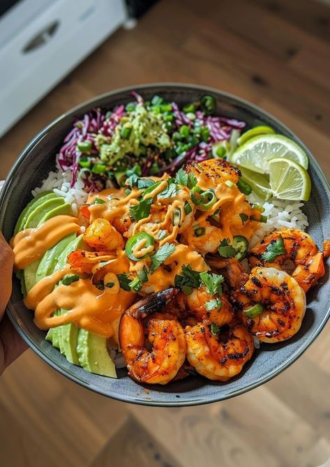 Shrimp Protein Bowl, Shrimp Bowl, Protein Bowls, Burrito Bowl, Couscous, Burritos, High Protein, Low Carb Recipes, Low Carb