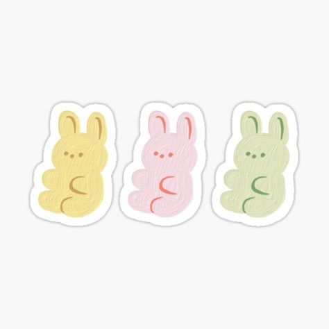 "Pastel Paint Texture Peeps Trio" Sticker for Sale by arieweis1019 Marshmallow Bunnies, Pastel Paint, Marshmallow Bunny, Green Rabbit, Paint Texture, Marshmallow Pops, Cute Stationary, Bunny Designs, Color Pastel