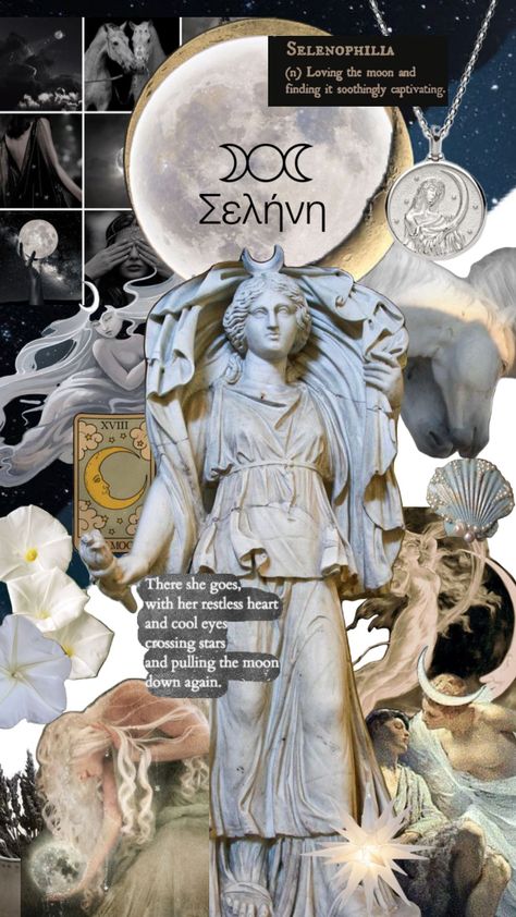 #selene #moon #goddess #greekmythology Selene Moon Goddess, Selene Goddess, Luna Goddess, Goddess Aesthetic, Greek Mythology Gods, Moon Goddess, Greek Goddess, Greek Mythology, Witch