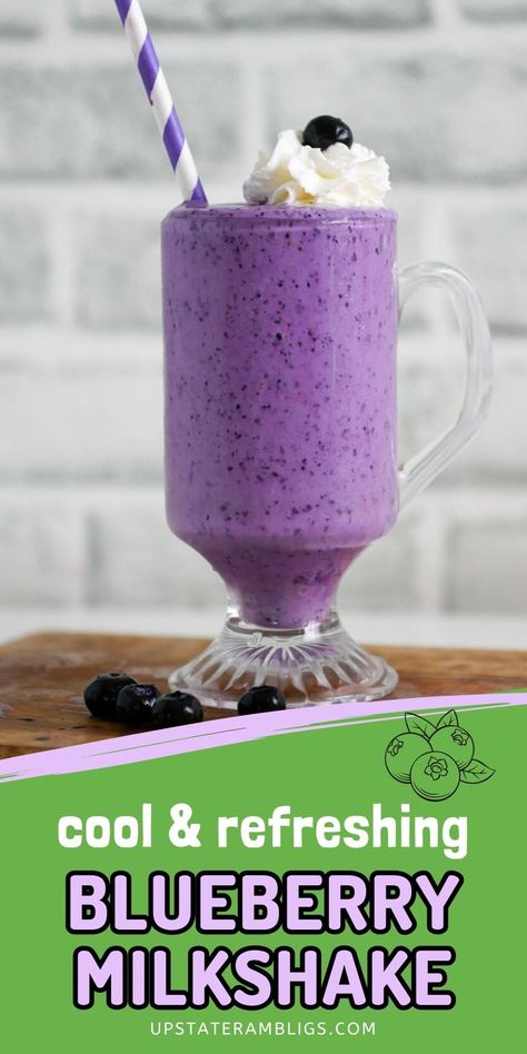 This irresistible Blueberry Milkshake recipe is bursting with blueberries. Blend up this easy-to-make recipe and treat yourself to a sip of pure berry bliss. Blueberry Punch Recipes, Blueberry Milkshake Recipe, Vanilla Ice Cream Shake, Blueberry Drinks, Blueberry Milkshake, Milkshake Recipe Easy, Frosted Lemonade, Ice Cream Shake, Drinks Ideas