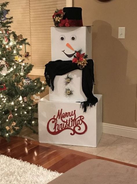 Diy Snowman Gifts, Unique Gift Wrapping Christmas, Gift Towers, Diy Christmas Presents, Gifts Wrapping, Snowman Gifts, Wrap Ideas, Family Christmas Gifts, Homemade Christmas Gifts