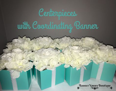 Tiffany Blue And Silver Party Decor, Tiffany And Co Centerpieces, Breakfast At Tiffanys Centerpiece Ideas, Sweet 16 Tiffany And Co Theme, Tiffany And Co Decorations, Tiffany And Co Centerpieces Ideas, Tiffany And Company Party Ideas, Tiffany And Co Bridal Shower Ideas, Tiffany And Co Birthday Party Ideas