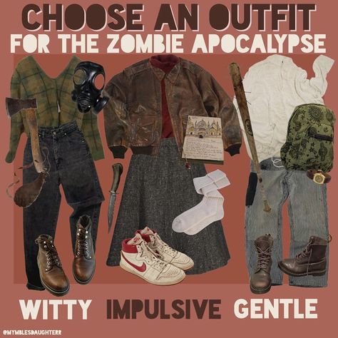 Dystopian Apocalypse Outfit, Fit Moodboard, Apocalypse Moodboard, Survival Clothes, Soft Apocalypse Aesthetic, Soft Apocalypse, Zombie Apocalypse Aesthetic Outfits, Apocalypse Outfit Aesthetic, Apocalypse Clothes