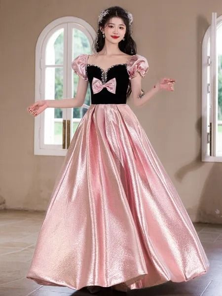 Ballkjoler Pink Satin Prom Dress, Prom Formal Dresses, Satin Prom Dresses, Prom Formal, Candy Pink, Formal Dresses Prom, Square Necklines, Pink Candy, Pink Satin