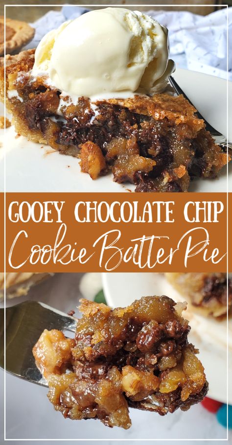 Gooey Chocolate Chip Cookie Pie, Gooey Chocolate Chip Pie, Chocolate Chip Cookie Peanut Butter Pie, Chocolate Chip Cobbler, Gooey Butter Pie, Chocolate Chip Cookie Cobbler, Cookie Butter Pie Recipes, Chocolate Chip Cookie Pie Recipe, Cookie Butter Pie