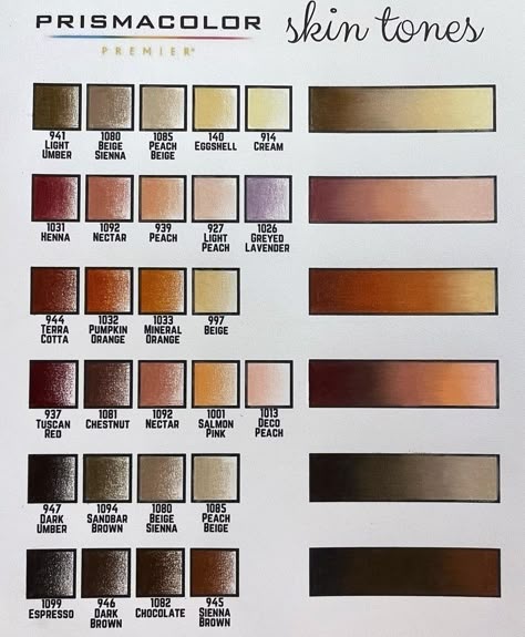 Colored Pencil Skin Tone, Skin Tone Color Pencil, Prismacolor Skin Tones, Skin Tones Chart, Prismacolor Combos, Skin Tone Chart, Colored Pencil Lessons, Portrait Studies, Coloring Stuff