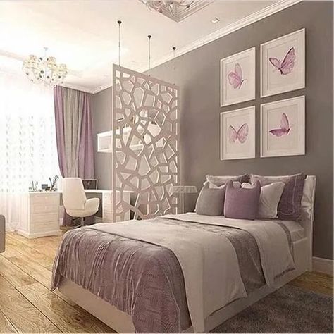 7 Pretty and Jaw-Dropping Purple Bedroom Ideas for Teenage Girl! - Home Chic & Comfort Grey Girls Bedroom Ideas, Grey Girls Bedroom, Wall Decor Bedroom Diy, Diy Bedroom Projects, Teen Girl Bedroom Ideas, Guitar Shelf, Girl Bedroom Ideas, Purple Bedrooms, Purple Bedroom