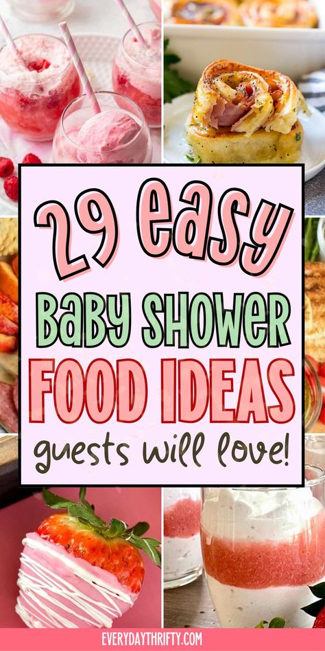 Looking for cheap and delicious baby shower food ideas? This guide features easy finger foods, appetizers, and desserts that are perfect for a baby shower on a budget. Impress your guests with these baby shower foods that combine affordability and creativity for a memorable celebration without overspending. Spring Baby Shower Food, Baby Shower Apps, Cheap Nursery Decor, Baby Shower Food Easy, Baby Shower Ideas On A Budget, Food Ideas On A Budget, Baby Shower Lunch, Baby Shower Luncheon, Baby Shower Finger Foods