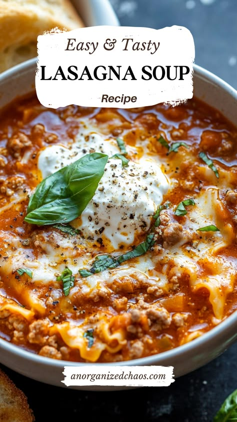 Lasagna Soup Quick Dinner Ideas One Pot, 30 Min Or Less Dinner, Cooking Classy Lasagna Soup, Easy Dinners For Sick Family, Lasagna Stew Recipe, Healthy Meals Soup, Hearty Lasagna Soup, Lasange Soup Recipe Homemade Lasagna, Lasagna Recipe With Ricotta Soup