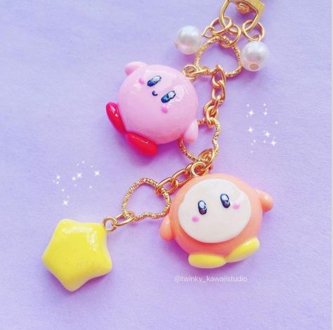 Anime Clay Charms, Clay Kirby, Anime Clay, Clay Cute, Polymer Clay Gifts, Polymer Clay Kawaii, Clay Keychain, Clay Things, Clay Diy Projects