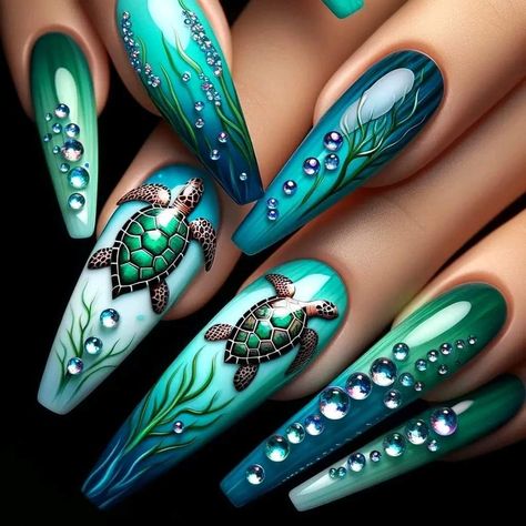 Turtle Nails, Fall Nail Art Ideas, Christmas Nail Ideas, Fall Nail Trends, Fall Nail Art Designs, Fancy Nails Designs, Winter Nail Art, Fall Nail Art, Beach Nails