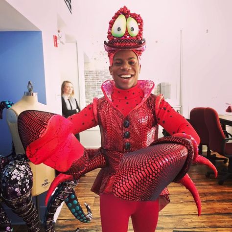 Sebastian - William Andrew Young Pantomime Costumes, Sebastian Costume, Sew Costume, Crab Costume, The Little Mermaid Musical, Sea Costume, Little Mermaid Characters, Musical Costumes, Mermaid Costumes