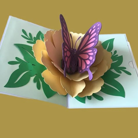 Pop up Butterfly Card - Folksy 3d Cards Handmade, Pop Up Tunnel, Origami Butterfly Easy, Cartoon Logic, 3d Pop Up Cards, Popup Cards, Pop Up Invitation, Crochet Tutorial Pattern, Butterfly Card