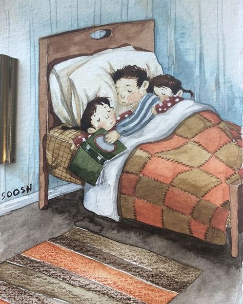 Soosh • illustrator • в Instagram: «• siblings invasion • . . when they beg big brother to read a bedtime story to them promising to return to their beds shortly after, but...…» Nite Nite, Bedtime Story, Watercolor Drawing, Amazing Photos, Childrens Illustrations, Bedtime Stories, Children And Family, Story Time, Big Brother