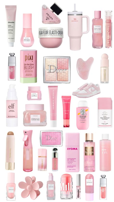 #pink #skincare #dianashuffles #trending #pinterest #aesthetic #girls #girl #girly #glowrecipe #glossier #diorblush #dior #stanley #pinkstanley #moodboard #pinoodboard 13 Birthday Gifts, Pink Skincare, Dior Blush, Girl Products, Skincare Inspiration, Pink Lifestyle, Makeup Haul, Perfect Skin Care Routine, Makeup For Teens