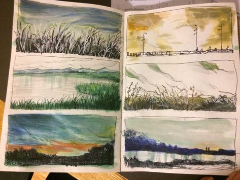 Landscape Sketchbook, Nature Drawings, Drawing Nature, Sketch Books, Landscape Sketch, Artist Sketchbook, Sketchbook Art Journal, Nature Drawing, Sketchbook Pages