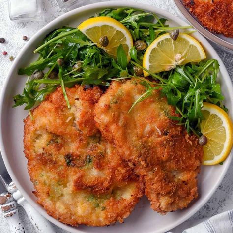 Light & Crispy Veal Cutlets - The Big Man's World ® Veal Cutlet Recipes, Veal Milanese, Veal Saltimbocca, Turkey Cutlets, Veal Cutlet, Italian Breadcrumbs, Veal Recipes, Cauliflower Mashed Potatoes, German Recipes