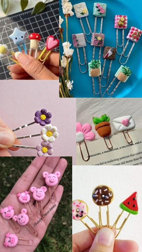 Diy Fimo, Handmade Bookmarks Diy, Clay Crafts For Kids, Polymer Clay Flower Jewelry, Clay Diy Projects, Hand Crafts For Kids, Clay Crafts Air Dry, Polymer Clay Jewelry Diy, Book Art Diy