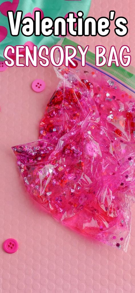 This sparkly pink Valentine's Sensory Bag idea is so fun for kids of all ages! Uses simple supplies and is quick to make! Such a great sensory experience. Colour Exploration, Valentines Week, Valentine Sensory, Imago Dei, February Activities, February Activity, Explorers Activities, Sensory Bag, Sensory Bags