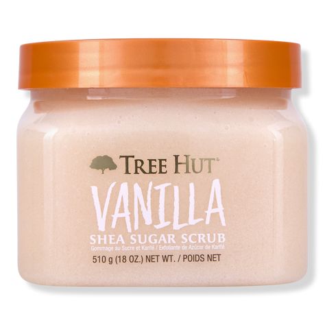 Vanilla Shea Sugar Body Scrub - SHEA SUGAR SCRUB VANILLA 18OZBenefitsScent: warm, creamy vanilla bean with key notes of smooth vanilla, warm sandalwood and coconut creamExfoliating body scrub removes dull, dry skin to reveal glowing, soft, smooth skinDeeply nourish and balance skins hydration to help restore skin's natural glowParaben free, sulfate free, alcohol free, no formaldehyde donors, has a no-slip formula and long-lasting fragranceTree Hut Shea Sugar Scrubs feature a 6-oil blend of: Avoc Tree Hut Vanilla, Vanilla Scrub, Colloidal Gold, Shaving Oil, Exfoliating Body Scrub, Sugar Scrubs, Macadamia Oil, Sugar Body Scrub, Sugar Body