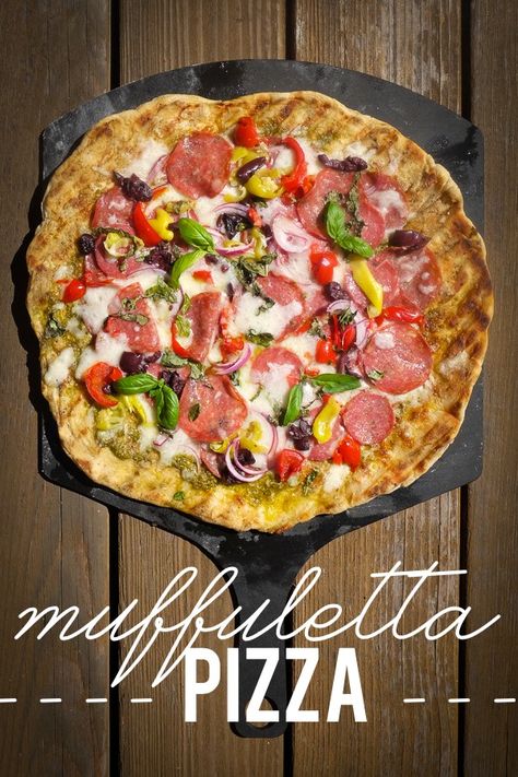 Muffaletta Pizza, Muffaletta Recipe, Muffaletta Sandwich, Muffuletta Sandwich, Best Lunch Recipes, Pickle Recipes, Pizza Sandwich, Homemade Dough, Grilled Pizza