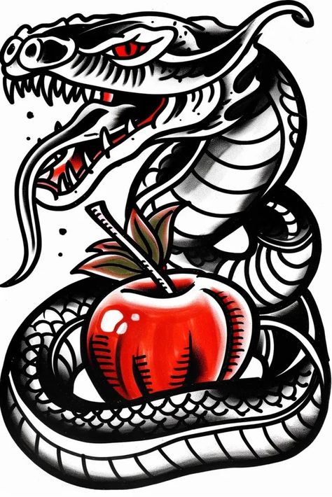 Tattoo idea: tattoo sketch Serpent coiled around an apple. 3d tatto Idea Tattoo, Samurai Helmet, New Tattoo Designs, 3 Tattoo, Apple Art, Tattoo Sketch, Top Tattoos, Tattoo Idea, Tattoo Sketches