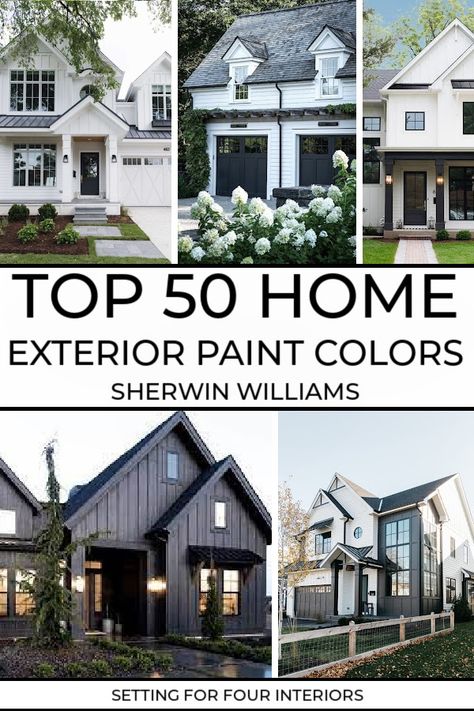 Top 50 Exterior Home Paint Colors From Sherwin Williams Paint Color Pallets For The Home, Exterior Home Paint Colors, Tudor Exterior Paint, Best House Colors Exterior, Sherwin Williams Exterior House Colors, Outdoor House Colors, Outdoor Paint Colors, Home Paint Colors, Home Exterior Paint