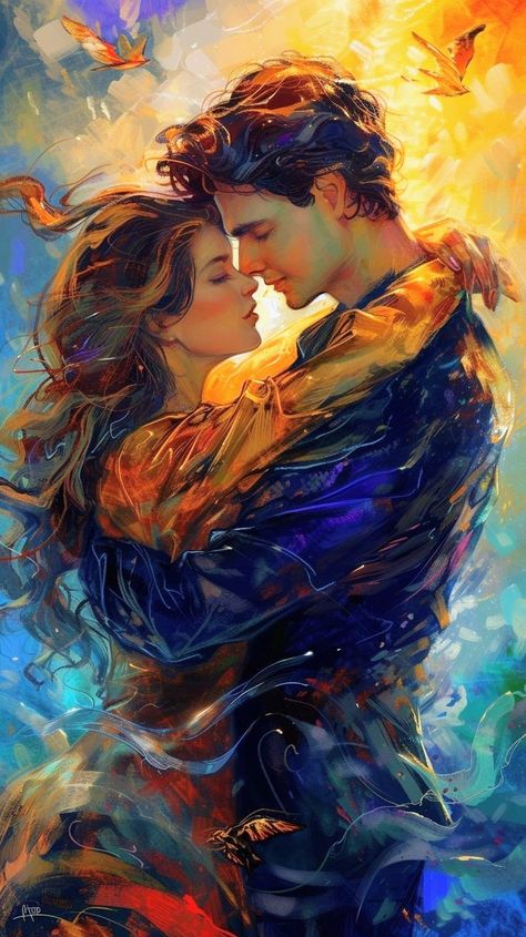 Fantasy Lovers Art, Romance Arte, Lovers Wallpaper, Aesthetic Romance, Twin Frame, Twin Flame Art, Fantasy Love, Two Lovers, Flame Art