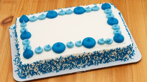 The Fun Ways Shoppers Give Costco Sheets Cakes A Glow Up - Tasting Table Costco Sheet Cake Hack, Costco Dessert Table Party Ideas, 9x13 Cake Decorating Ideas, Grocery Store Cake Makeover, Costco Cake Designs, Full Sheet Cake Designs, Costco Cake Hack, Sheet Cakes Decorated Birthdays, Costco Desserts