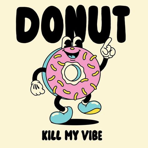 Yeye Weller, Donut Kill My Vibe, Donut Logo, Logos Retro, Wallpaper Retro, Logos Ideas, Logo Design Branding, Illustration Agency, 캐릭터 드로잉