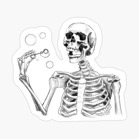 Get my art printed on awesome products. Support me at Redbubble #RBandME: https://www.redbubble.com/i/sticker/Skeleton-Blowing-Bubbles-by-sinihour/106383607.EJUG5?asc=u Skeleton Blowing Bubbles Tattoo, Skeleton Blowing Bubbles, Blowing Bubbles Tattoo, Bubbles Sticker, Bubble Tattoo, Skeleton Sticker, Bubble Stickers, Skull Sticker, Blowing Bubbles