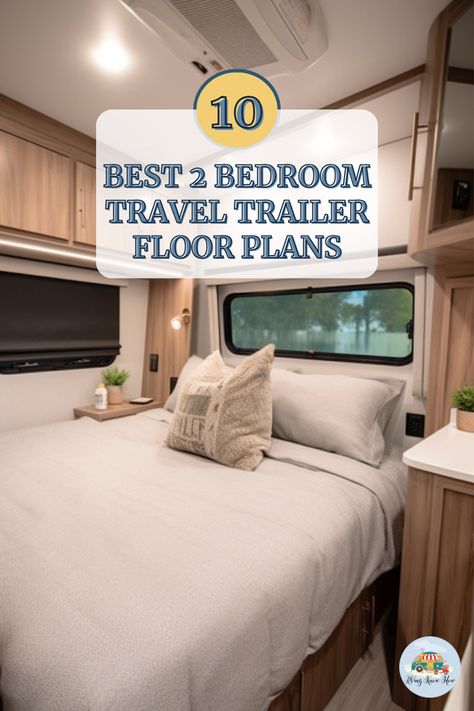 Discover the ultimate comfort on the road with our top 10 2-bedroom travel trailer floor plans for 2022! Perfect for families or those who love extra space. 🚐💨 Have you ever dreamed of a home on wheels that doesn't compromise on privacy and comfort? Click to find your dream RV layout! 🌟 How will you design your travel haven? Share your ideas below! #rvingknowhow #traveltrailer #RVliving #homeonwheels #roadtrip Rv Layout, Trailer Floor Plans, Rv Living Organization, Two Bedroom Floor Plan, Travel Trailer Floor Plans, Camper Flooring, Luxury Rv Living, Best Travel Trailers, 2 Bedroom Floor Plans