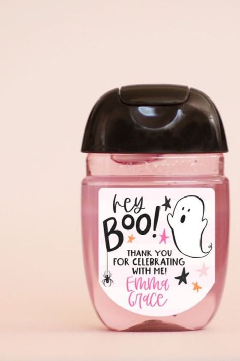 Hey Boo hand sanitizer sticker sheets Size: 1.375x1.25" 30 per sheet These fit the Bath & Body mini hand sanitizer bottles. Matching party invitation (digital download): https://www.etsy.com/listing/1071538802/pink-halloween-party-hey-boo-digital Matching confetti: https://www.etsy.com/listing/1076205822/hey-boo-confetti-ghosts-confetti-mix Boo Im Two Party Favors, Bubble Halloween Favors, Halloween Hand Sanitizer, Halloween Ghost Gift Tags, Halloween Birthday Thank You Tags, Boo Ghost, Halloween Favors, Mini Hands, Halloween Party Supplies