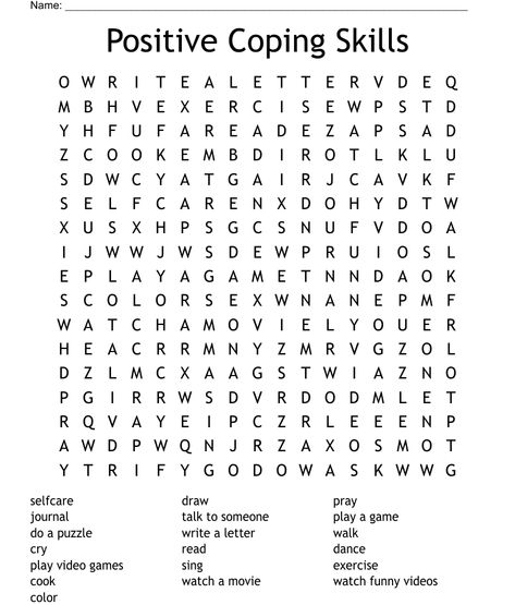 Coping Skills Crossword Puzzles, Positive Group Therapy Activities, Coping Skill Games, End Of Therapy Activities, Positive Word Search, Anger Coping Skills Worksheet, A To Z Coping Skills, Mental Health Wordsearches, Coping Skills Bingo Free Printable