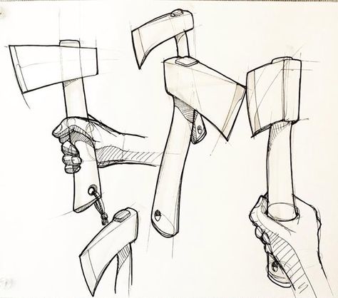 Ax Axes Drawing, Ax Drawing, Pencil Drawing Ideas, Conceptual Drawing, Hand Drawing Reference, Object Drawing, Drawing Exercises, Industrial Design Sketch, Learn Art