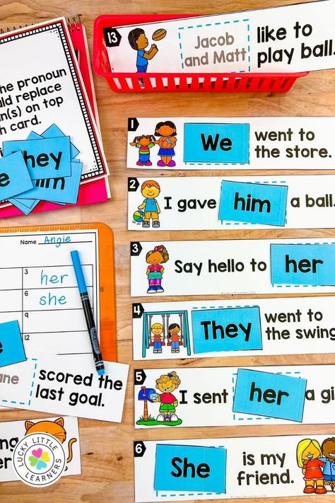 Pronouns Activities 2nd, Teaching Pronouns Kindergarten, Pronouns Activity For Grade 1, Teaching Pronouns First Grade, 2nd Grade English Activities, Pronouns First Grade, Grade 2 Activities, Pronouns Anchor Chart, Pronoun Game