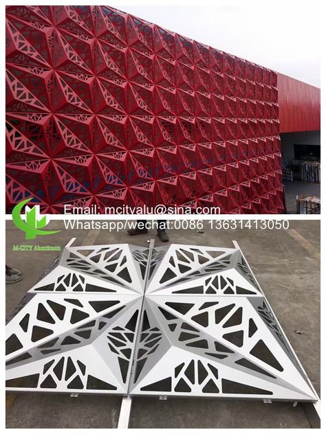 3D folded aluminum panels for building facade customized metal sheet Curtain Wall Facade, Window Privacy Screen, Aluminium Cladding Panels, Spanish Style Home Interior, Aluminum Facade, Wall Facade, Cladding Wall, Privacy Screen Fence, Perforated Steel