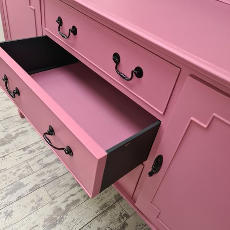 Something bright and cheerful to brighten up your day. Hot pink paired with dark green contrast inside. Swipe and see what this sideboard looked like before 👉. Here is what our customer said ' ⭐️⭐️⭐️⭐️⭐️ Great work on 2 family heirlooms that might have gone to the tip otherwise. We are really pleased with the work and advice received. Everything from collection/delivery to being ahead of timescale was perfect.' Are you daring enough to go pink? ○ ○ ○ #pinkfurniture #TransformationTues... Restored Furniture, Desk Diy, Pink Furniture, Painted Desk, Go Pink, Bring It Back, Furniture Restoration, Family Heirloom, Bring It