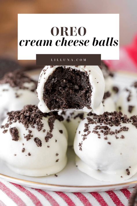 These easy Oreo Truffles - AKA Oreo Cheesecake Balls - are a delicious, no-bake treat. With only 3 ingredients - they're perfect for any occasion! How To Make Oreo Balls Step By Step, Cream Cheese Oreo Balls, Oreo Cheesecake Balls No Bake, Oreo Cheesecake Bites No Bake, No Bake Finger Foods, Cheesecake Balls No Bake, Oreo Cream Cheese Balls, Chocolate Oreo Balls, No Bake Oreo Cheesecake Bites