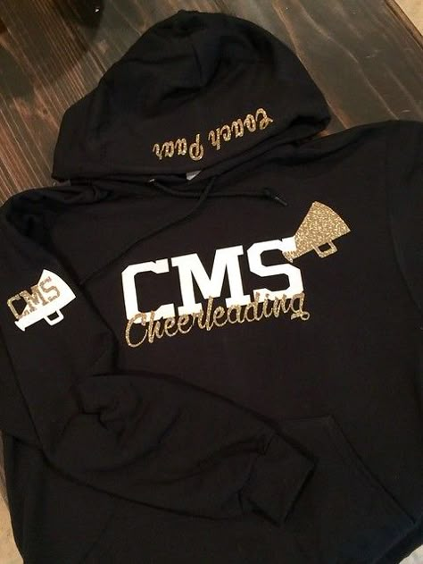 Cheer Hoodies Design Cheerleading, Cheer Apparel Ideas, Cheer Coach Outfit, Cheer Hoodies, Cute Cheer Shirts, Cheer Shirt Ideas, Cheer Team Shirts, Cheer Coach Shirts, Cheer Apparel