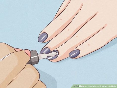 How to Use Mirror Powder on Nails: 14 Steps (with Pictures) How To Use Mica Powder On Nails, Applying Chrome Nail Powder, How To Use Chrome Powder On Nails, Mica Powder Nails, How To Use Chrome Nail Powder, How To Apply Chrome Powder To Nails, How To Do Pedicure, Mirror Nails Powder, Lux Nails