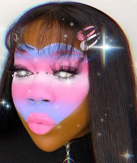 Trans Pride Makeup, Trans Makeup, Trans Lives Matter, Hippie Makeup, Slay Makeup, Artsy Makeup, Pride Makeup, Graphic Makeup, Trans Pride