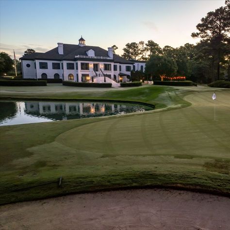 A view of the country club, from the golf course, at sunrise  at Porters Neck Country Club in Wilmington, North Carolina. County Club Aesthetic, Posh English, Country Club Aesthetic, Brindleton Bay, Silly People, Lovely Morning, Club Aesthetic, Wilmington North Carolina, Texas Country