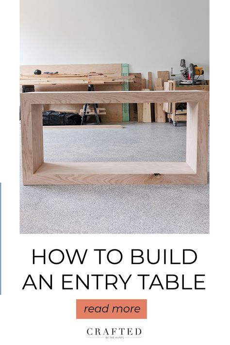 Want to build a modern entry table? This DIY console table is a dupe of the Pottery Barn Folsom Console. You'll love the clean lines and modern design. Make yours today! Bench Vs Console Table, Diy Extra Long Console Table, Console Diy Table, Diy Waterfall Table Console Tables, Entry Way Table Wood, Build Your Own Console Table, Entryway Table Building Plans, Simple Diy Console Table, Diy Front Entry Table