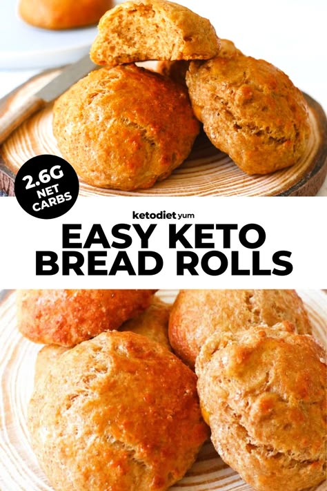 Best Keto Bread Rolls Fluffy Rolls, Best Keto Bread, Dairy Free Cream Cheese, Bread Rolls Recipe, Lowest Carb Bread Recipe, Bread Alternatives, Boiled Egg Diet, Low Carb Bread, Net Carbs